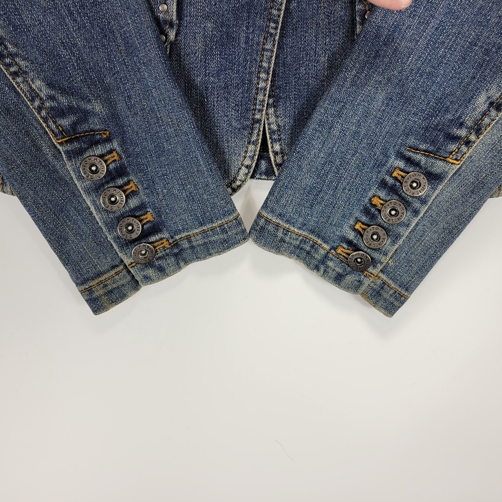 Tommy Hilfiger Vintage Y2K Denim Jean Jacket Women Medium Petite Grunge Punk - Picture 7 of 12